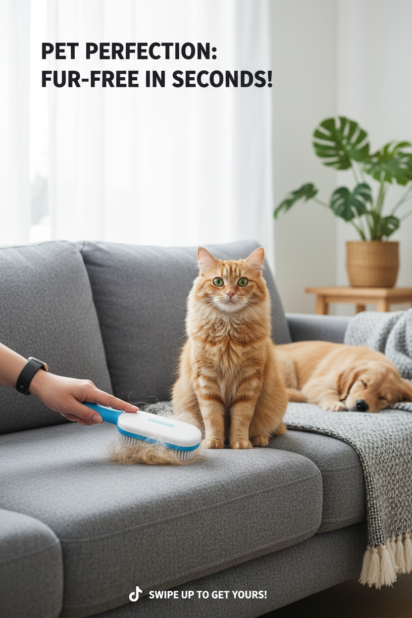 Double-Sided Pet Hair Remover Lint Brush in action